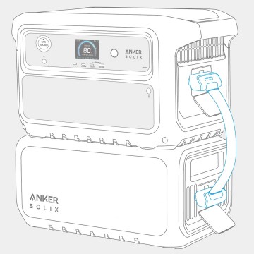 Anker solix bp2000 gen 2 expansion battery met kabel tekening