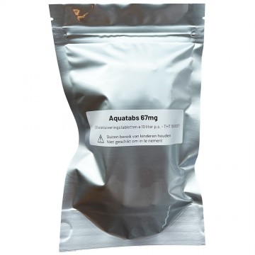 Aquatabs waterzuiveringstabletten 67mg 100 tabletten a 10 liter per tablet in mylar zak