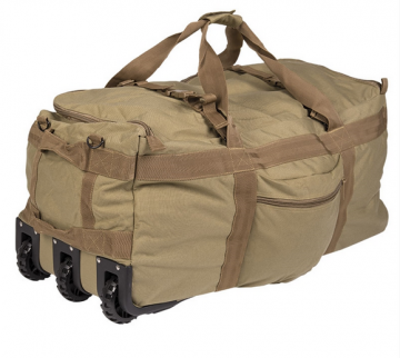 Coyote combat duffle bag with wheels