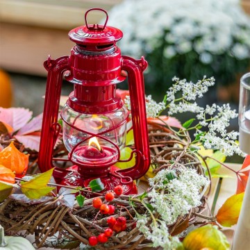 Feuerhand 276 stormlantaarn set met reflector en olie rood 6