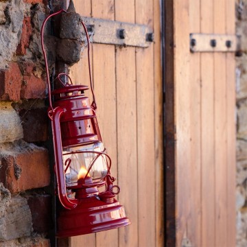 Feuerhand 276 stormlantaarn set met reflector en olie rood 7