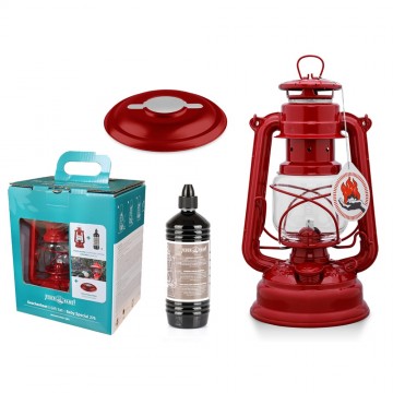 Feuerhand 276 stormlantaarn set met reflector en olie rood