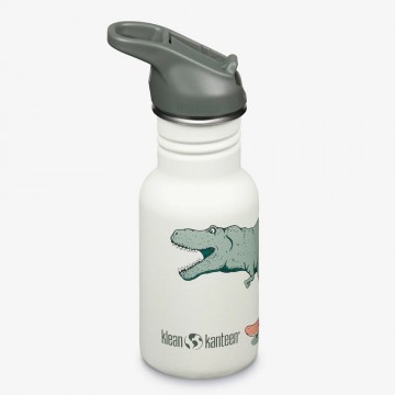 Dino Skate print - Klean Kanteen Kids Drinkfles met Flip Seal sportdop en rietje, 355 ml
