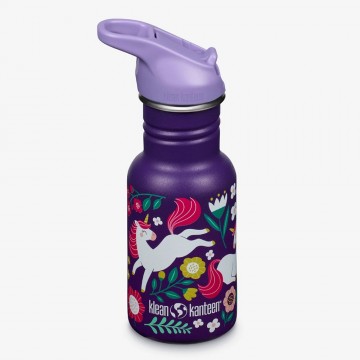 Leaping Unicorns print - Klean Kanteen Kids Drinkfles met Flip Seal sportdop en rietje, 355 ml