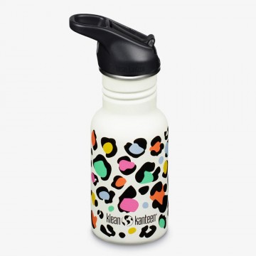 Leopard print - Klean Kanteen Kids Drinkfles met Flip Seal sportdop en rietje, 355 ml