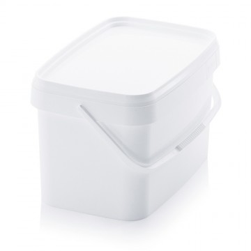 Kunststof rechthoekige emmer met deksel voor levensmiddelen 128 liter 2