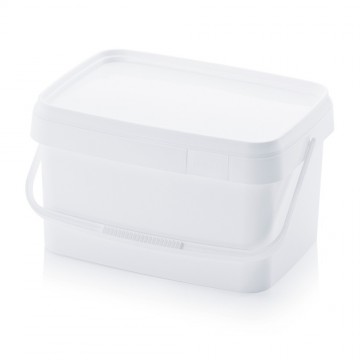 Kunststof rechthoekige emmer met deksel voor levensmiddelen 17 liter