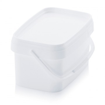 Kunststof rechthoekige emmer met deksel voor levensmiddelen 2,6 liter 2