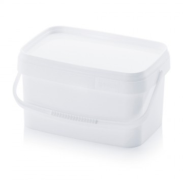 Kunststof rechthoekige emmer met deksel voor levensmiddelen 5,6 liter
