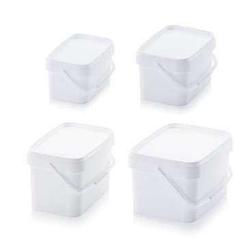 Kunststof rechthoekige emmer met deksel voor levensmiddelen diverse formaten