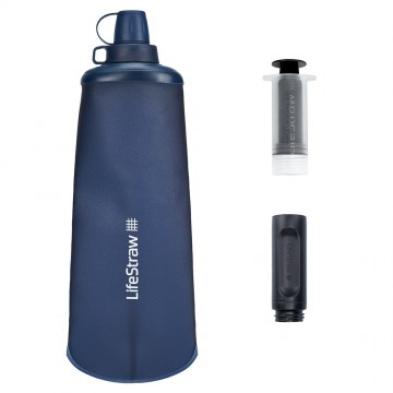 Lifestraw peak series squeeze bottle opvouwbaar waterfilter  drinkfles 1l mountain blue 2