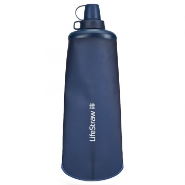 Lifestraw peak series squeeze bottle opvouwbaar waterfilter  drinkfles 1l mountain blue