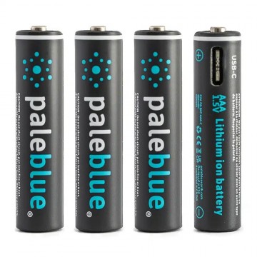 Pale blue li ion oplaadbare aaa batterijen 4 stuks met oplaadkabel