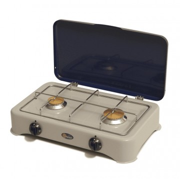 Parker 2 pits camping kooktoestel gas met deksel   grijsblauw