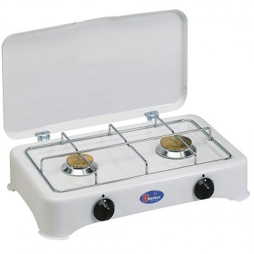 Parker 2 pits camping kooktoestel gas met deksel  wit 2