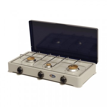 Parker 3 pits camping kooktoestel met deksel   grijsblauw