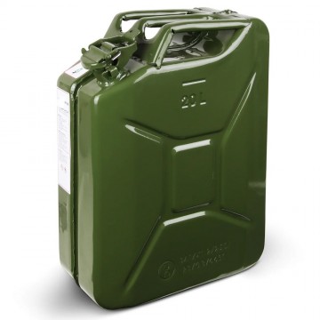 Stalen brandstof jerrycan 20 liter groen army