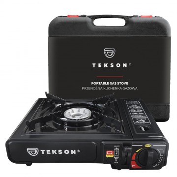 Tekson draagbaar camping gasstel in kunststof koffer 0