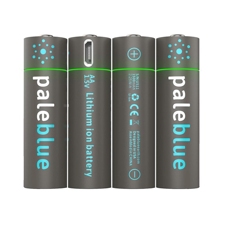 Pale Blue Li-Ion AA-batterijen (4 stuks) met oplaadkabel -